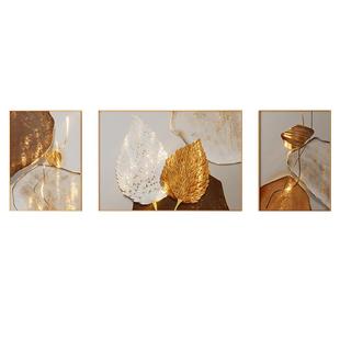 2025新款金箔画客厅沙发背景墙装饰画现代简约壁画轻奢三联画挂画