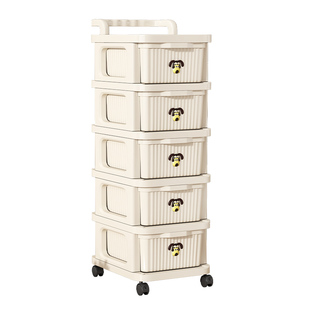 零食置物架落地可移动小推车家用抽屉式收纳柜多层客厅玩具储物柜