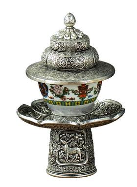 藏村藏式八吉祥茶架碗桌面供水碗