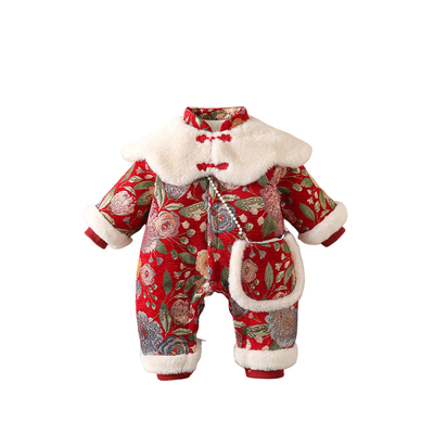 婴儿连体衣冬季男女宝宝加绒爬服