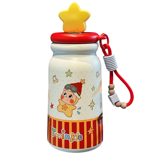 多巴胺保温杯学生上学专用陶瓷内胆随行杯男女便携吸管杯茶水分离