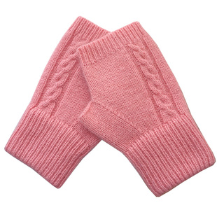 歌诺达秋冬女羊毛绒露半指短款触屏写字加绒开车手套保暖针织毛线