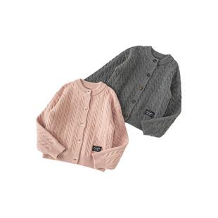 INSbobo儿童毛衣冬季新款加厚纯色男童针织衫春季洋气女童开衫潮