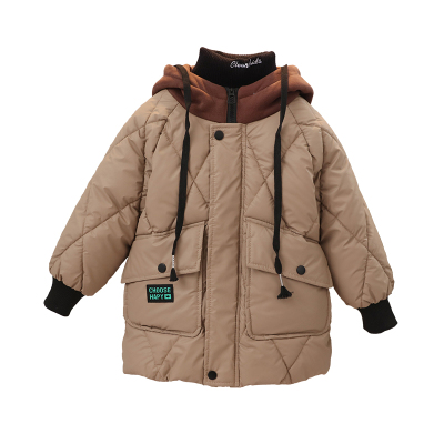 超厚男童中长款棉衣帅气连帽棉服