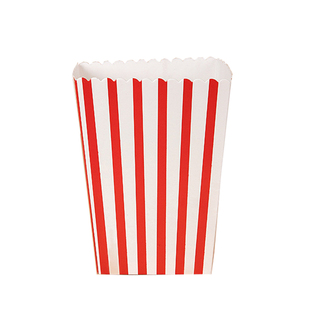 爆米花桶一次性分装小盒子红色条纹可折叠打包盒烘焙方形包装纸盒