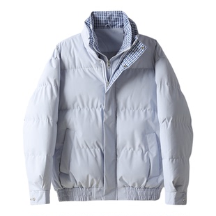 LUUD 男冬季防寒保暖格子内衬假两件棉衣外套内里夹棉双门襟棉服