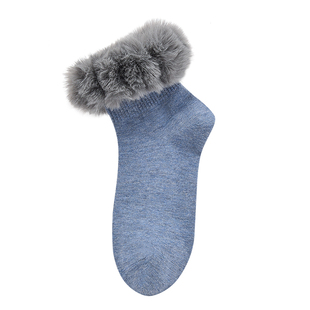雪地袜子女秋冬季韩版带毛毛边可爱时尚靴筒套堆堆袜中短筒潮棉袜