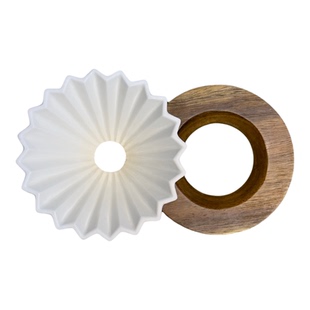 日式陶瓷折纸滤杯蛋糕杯手冲咖啡过滤杯V60实木杯托底座家用滴滤