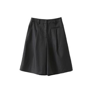 【到手199元】百慕大含亚麻中低腰五分休闲裤西装阔腿直筒短裤子