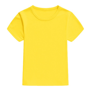 速干圆领T恤定制logo男女儿童纯色短袖休闲运动吸汗文化衫荧光绿