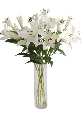 帝王百合手感仿真花高档客厅家居装饰插花样板间别墅假花瓶插花艺