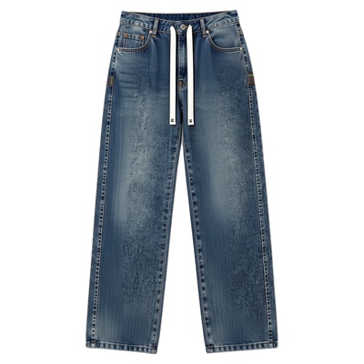 不起球不褪色宽松男装牛仔长裤子