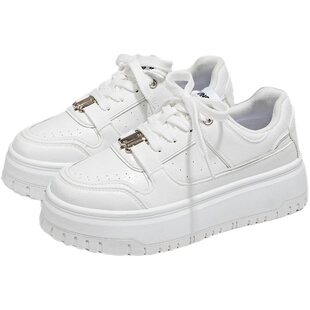 环球爆裂纹板鞋白鹿同款舒适厚底休闲爆款板鞋小众设计感小白鞋女