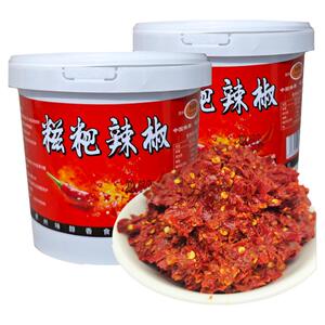 贵州姜蒜糍粑辣椒2斤桶装辣椒粑炒辣子鸡火锅调料中辣特辣糍粑辣