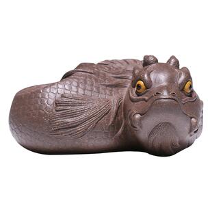 宜兴紫砂茶宠手工创意摆件鱼化龙茶玩生肖龙可养变色茶盘茶台个性