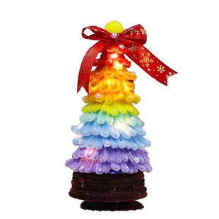 圣诞节旋转圣诞树diy材料包扭扭棒儿童幼儿园发光八音盒木质底座