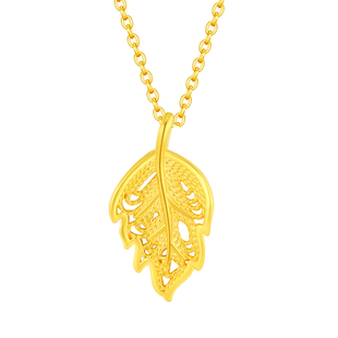 水贝黄金官方旗舰店足金999金枝玉叶吊坠女金叶子小克重七夕礼物