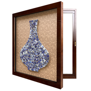 新中式电表箱装饰画中国风青花瓷实物画手工立体画配电箱中式挂画