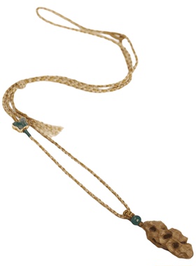 山木集【栖蝶】印度老山檀项链国风新中式太湖石纯手工编绳吊坠*