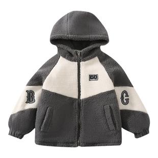 男童羊羔绒外套秋冬装儿童加厚毛毛衣2025新款摇粒绒大童加绒棉衣