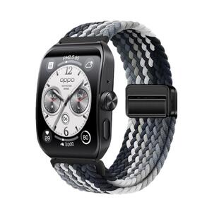 适用于oppowatch4pro手表表带磁扣尼龙编织3Pro高颜值Watch2/1时尚百搭智能手表腕带se男女款透气替换带配件