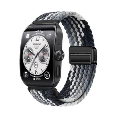 适用于oppowatch4pro手表表带磁扣尼龙编织3Pro高颜值Watch2/1时尚百搭智能手表腕带se男女款透气替换带配件