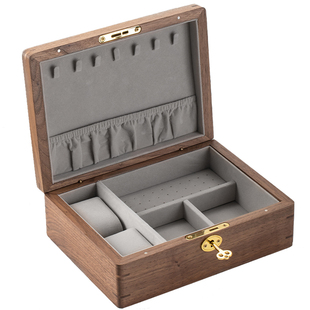 首饰收纳盒高档精致可放手镯手表一体纯实木带锁双层大容量饰品盒