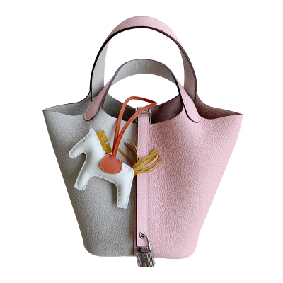 h家菜篮子水桶包老金纯手缝蜡线picotin奶昔白18梦幻粉紫大象灰