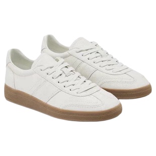 西班牙MD女鞋2025新款白色简约真皮圆头舒适德迅鞋运动鞋小白鞋