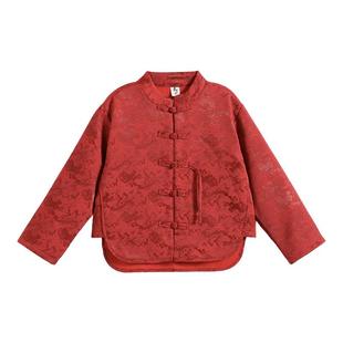 罗蒙儿童汉服男童拜年服新款加绒国风冬装过年服新中式唐装演出服