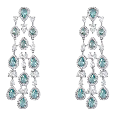 BELLEBIANCA官方旗舰店  蓝宝石细闪耳环 轻奢流苏耳坠耳饰早春