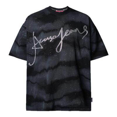 短袖美式休闲街头风烫钻logo字体