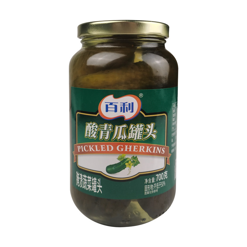 整箱百利酸青瓜罐头牛肉汉堡配菜腌小黄瓜青瓜即食泡菜700g*12罐
