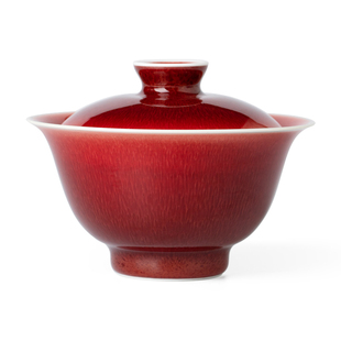 景德镇郎红二才盖碗茶杯高档手工原矿釉功夫茶具陶瓷碗单个110ML