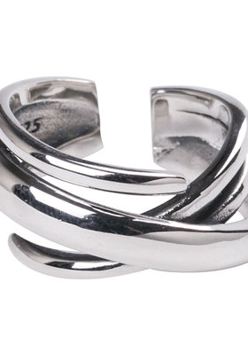 s925纯银日韩国冷淡风女线条戒指