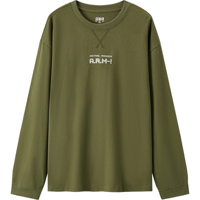 森马重磅宽松字母印花长袖T恤男