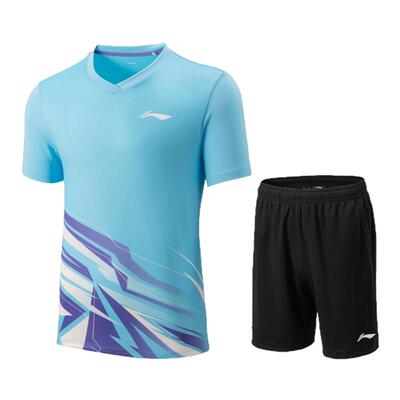 李宁正品羽毛球系列男女同款拼色V领舒适透气比赛运动套装AATV013