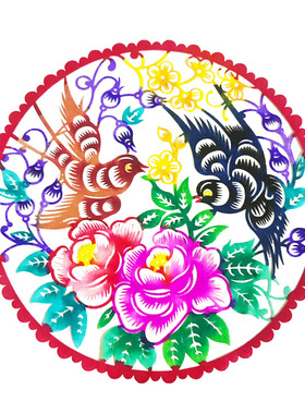 特色中国传统剪纸彩色窗花福字