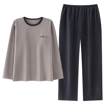 猫人睡衣男款秋冬季薄绒磨毛套装