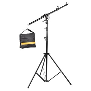 4米不锈钢摄影灯架神牛影室灯多功能一体两用三脚架闪光灯顶灯架悬臂横臂横杆外拍支架全金属红锤加粗加厚款