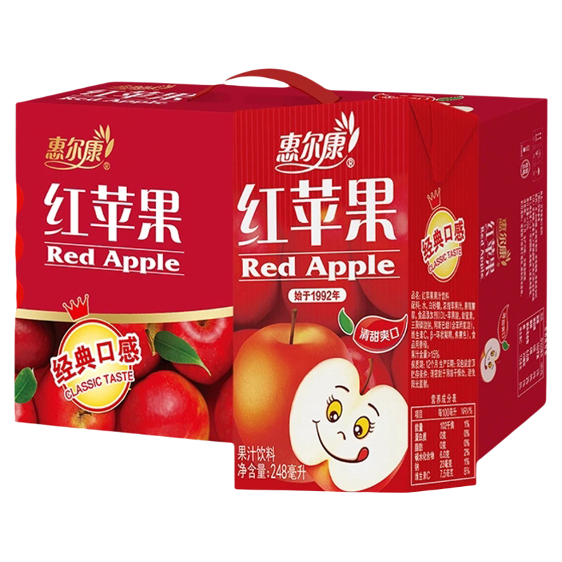 惠尔康果汁80后怀旧饮料15%果汁含量红苹果饮品红苹果汁饮品果蔬