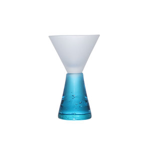 北欧极简!海蓝高台撞色小酒杯 复古清酒杯 中古杯哥本哈根丹麦蓝