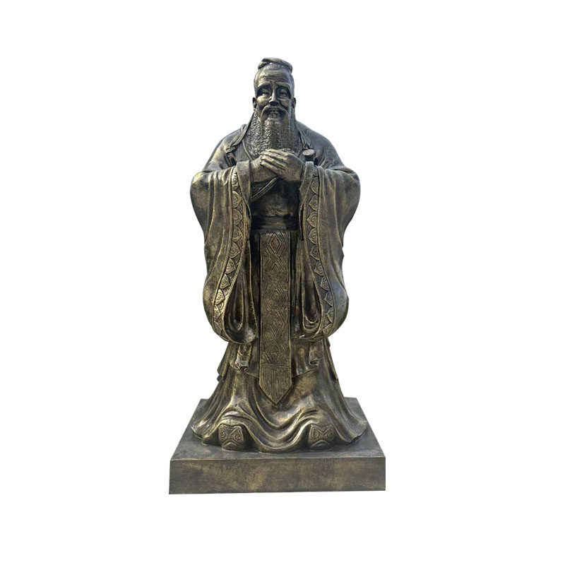 玻璃钢孔子雕塑仿铜人物定制校园景观名人文化浮雕墙铜孔夫子摆