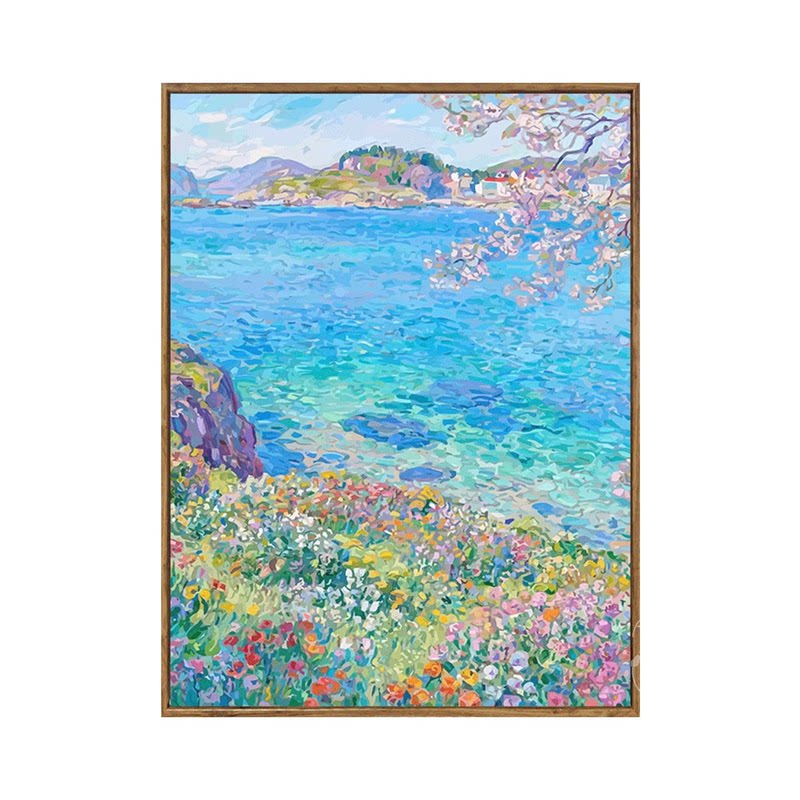 莫奈花园仿油画风景挂画客厅卧室