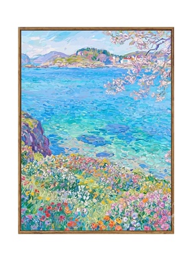 莫奈花园仿油画风景挂画客厅卧室