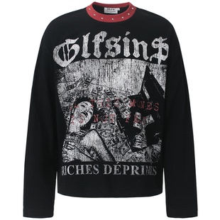 From Mars Illustration letters loose long-sleeved T-shirt