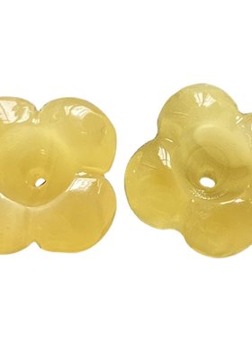 天然琥珀蜜蜡雕刻桂花小配件