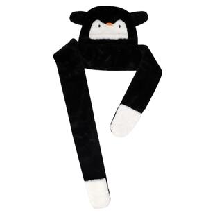 馨帮帮手套帽子围脖一体加厚保暖护耳卡通企鹅可爱连帽围巾女冬季