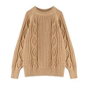 大于诗集爱尔兰菱形格绞花针织毛衣秋冬女复古慵懒风宽松套头上衣