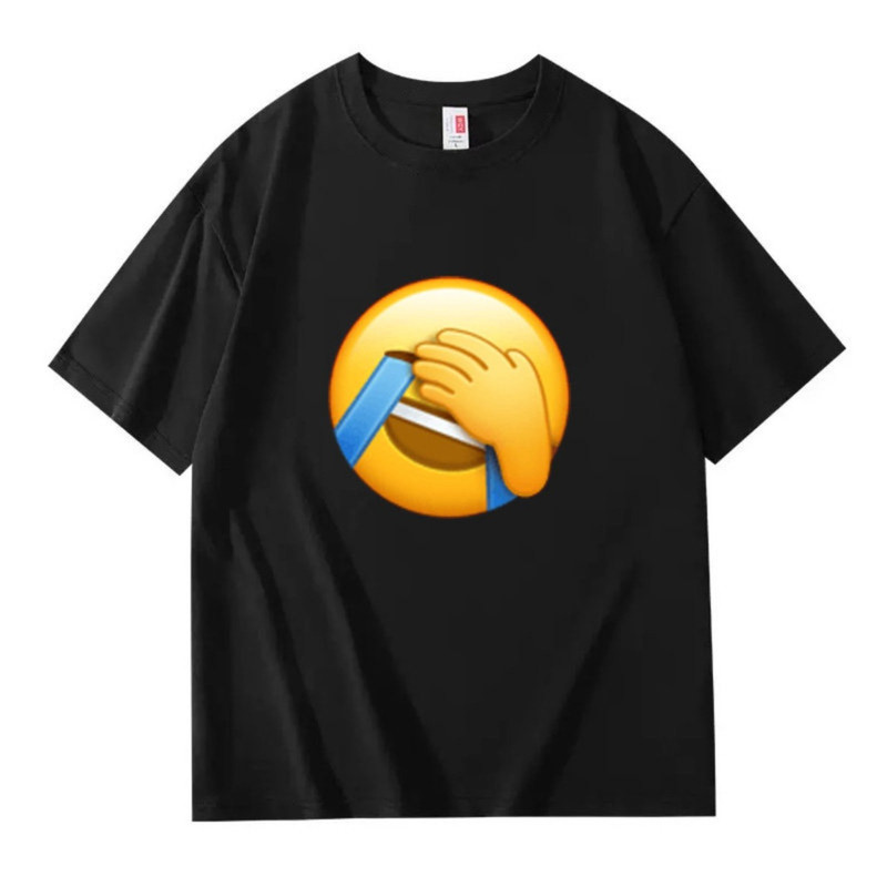 emoji衣服可爱表情包T恤潮创意搞怪短袖黄脸哭笑捂脸图案衣服男女